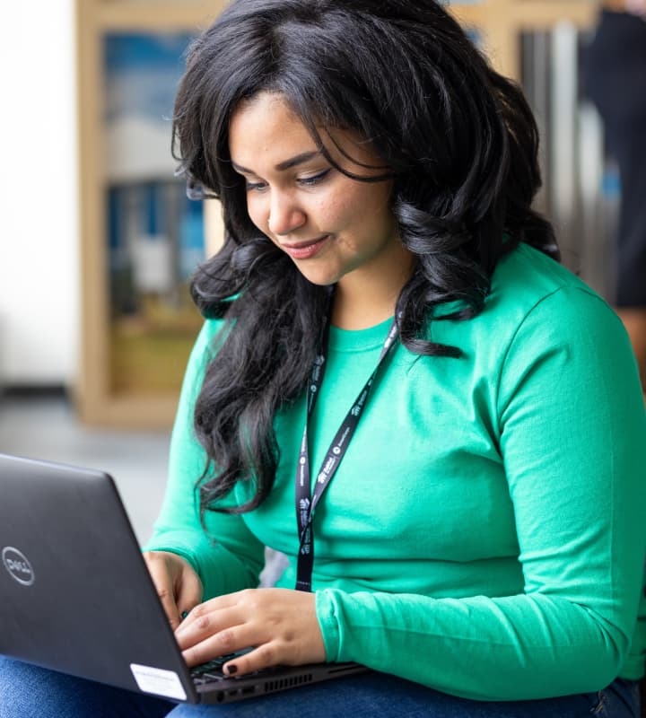 Young woman on a computer